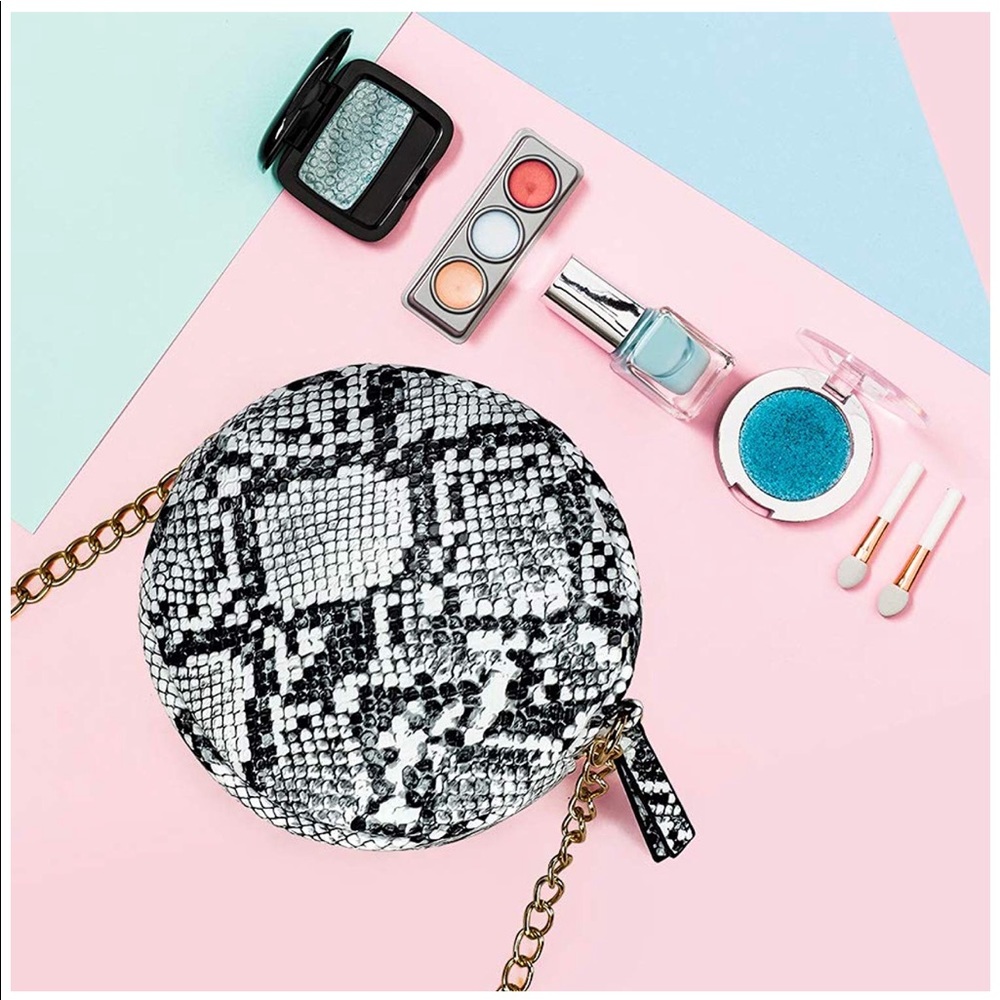 Small Snakeskin Round Purse Faux Leather